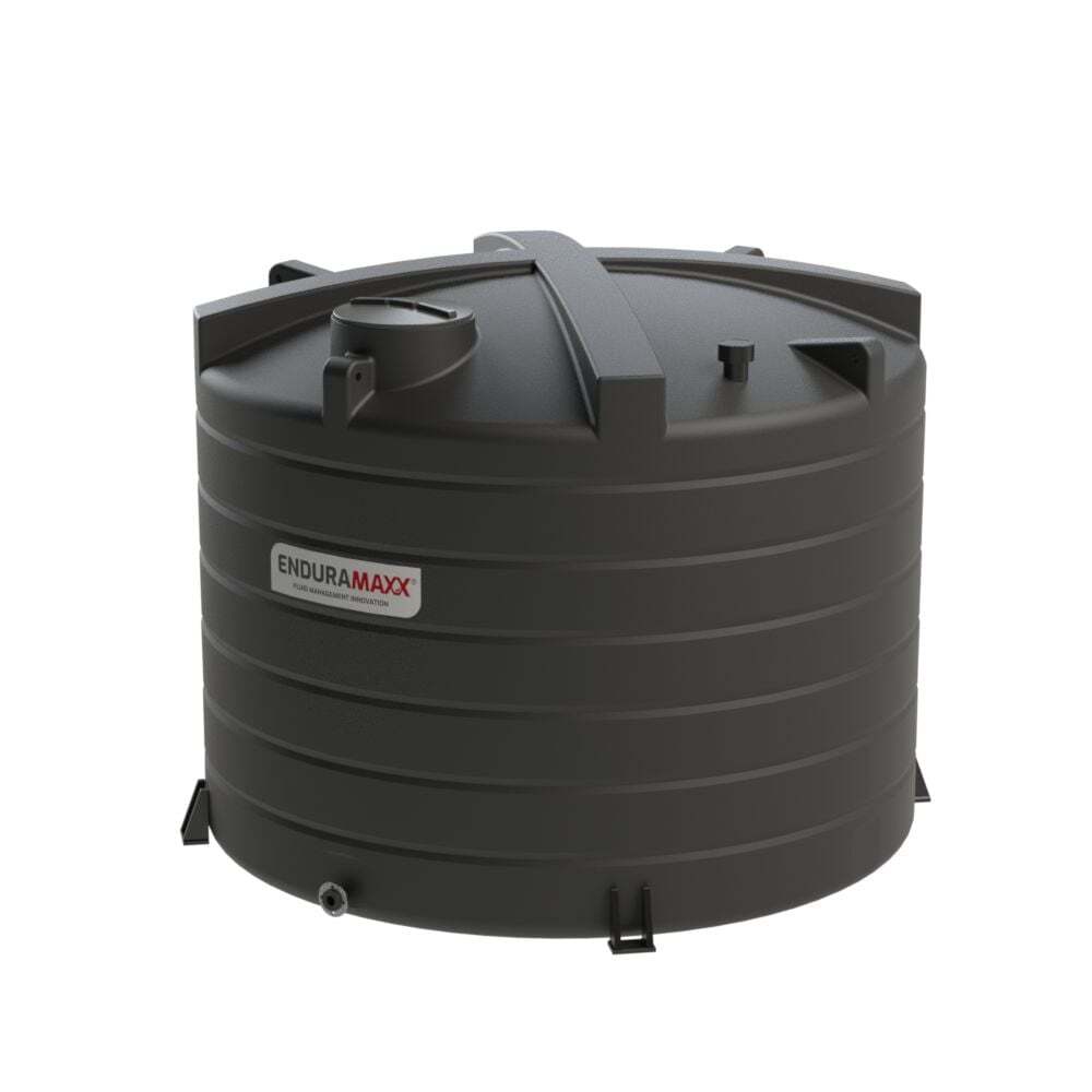 A heavy-duty black molasses storage tank designed for livestock feed, illustrating the type of bulk container farmers may use when managing limited fodder supplies during the 2025 shortage.
