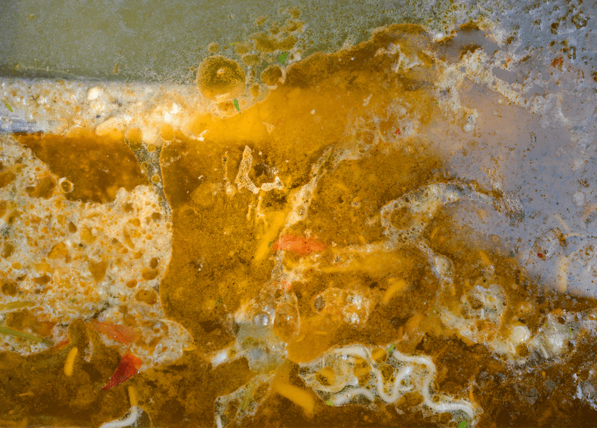 Close up on waste in a wastewater aeration tank