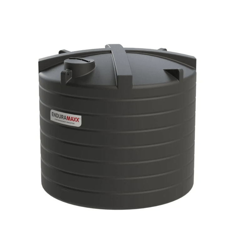 A black Enduramaxx water storage tank, suitable for various applications including fire sprinkler water storage.