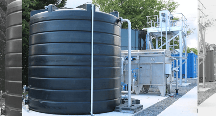 Plastic storage tanks for acids, chemicals and process water