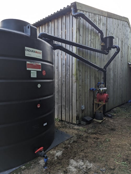 A rainwater harvesting tank to show how dening & co supply the industry